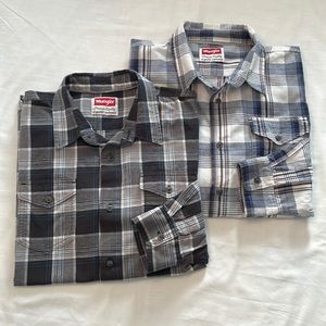 Wrangler Men’s Long Sleeve Button Front Shirts - Bundle of Two